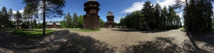 Музей "Малые Корелы" . Панорама территории . Фотография.