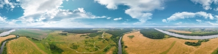 Панорама на Оку и Осетр, близ Берхино и Городна. Коломна. Фотография.