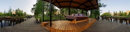 *** 2025-06-05 р. Соломбалка, Катер СОЛОМБАЛЕЦ, Соломбала, Никольский проспект. Спасо-Преображенский храм.. Архангельск. Фотография.