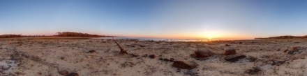 Закат на Рыбинском водохранилище. Фотография.