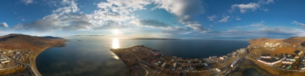 Город с высоты полета квадрокоптера. Певек. Фотография.