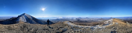 Бештау. Зима. Вид на Кавминводы с юго-западной вершины Малого Тау. (505). Гора Бештау. Фотография.