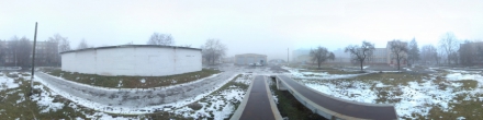 Спеціалізована школа-інтернат "Обдарованість" (задний двор, зимнее, туманное утро). Фотография.