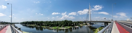 Ада, вид на Савский мост (643). Белград. Фотография.