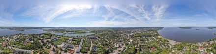 Калязин река Волга с воздуха. Фотография.