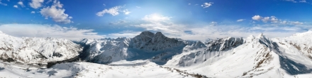 гора Чегет, вид на ледник Семерка, приэльбрусье высота сьемки 4100м. Гора Чегет. Фотография.