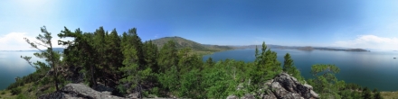 Панорама Бухтарминского моря. Бухтарминское водохранилище. Фотография.