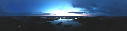 панорама ночи. Ладожское озеро. Шхеры. Фотография.