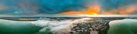 Нововоронеж 2019 туман на Набережной. h=250m. Фотография.