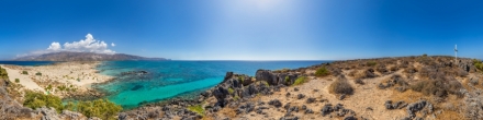 Вид на пляж Элафониси с острова Элафониси, Крит.. Фотография.