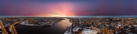2020 Зимний рассвет у Максидома и Моста Бетанкура h=220m. Санкт-Петербург. Фотография.
