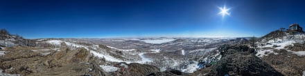 Озеро Банное (Башкирия). Вид с горы горнолыжного центра "Металлург-Магнитогорск".. Фотография.