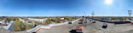 Северодвинск, Панорама с крыши гостиницы "Никольский посад", вид на СевМашПредприятие, Проспект Карла Маркса. Фотография.
